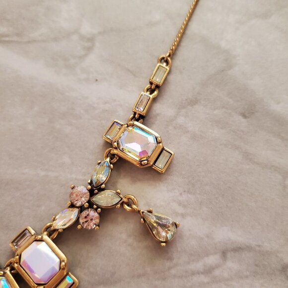 ✨ NEW J.Crew Rhinestones Crystals Mercury Glass Anitqed Statement Necklace ✨ - Picture 4 of 16